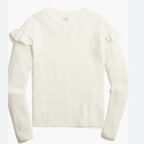 J Crew Factory Cotton Ruffle-sleeve Sweater - Picture 2 of 3